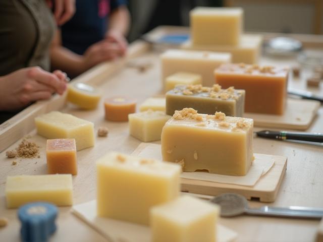 Beginner soap workshop in progress